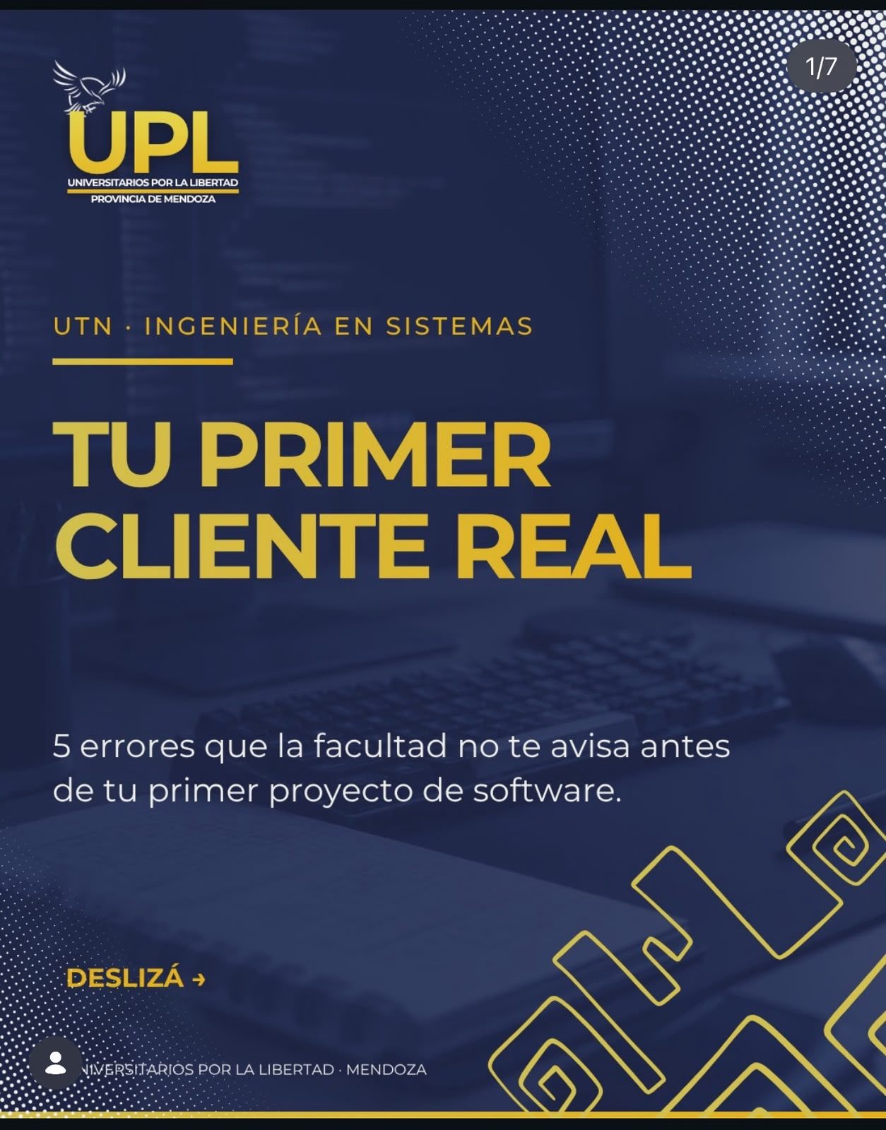 Flyer Tu primer cliente real, UTN